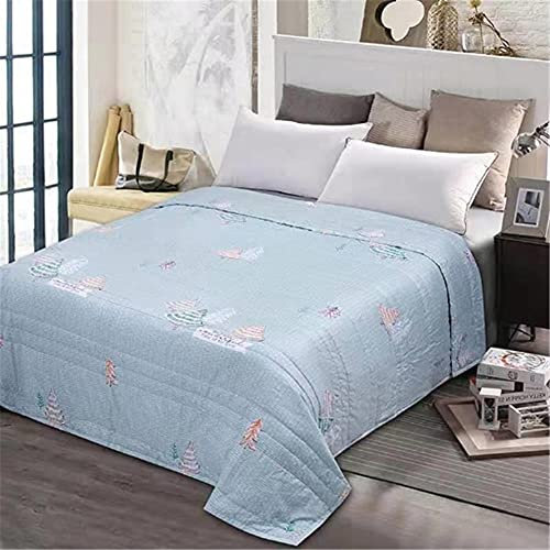 FANSU Couvre Lit Matelassé Réversible Dessus de Lit Couverture Climatisation Couette Parure de Lit Canapé l'Air Conditionné Imprimé Courtepointe (Bois Bleus,100x130cm)