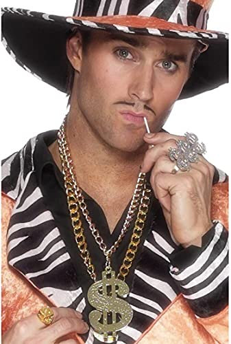 WOOOOZY NEU Dollarzeichen-Medaillon, Groß, Gold, an Kette