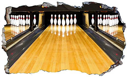 Wandtattoo - 10 Ten Pin Bowling Alley Magic Window Wall Art Selbstklebendes Vinyl Poster 3D Aufkleber für die Wand - Wanddekoration - 80x125cm