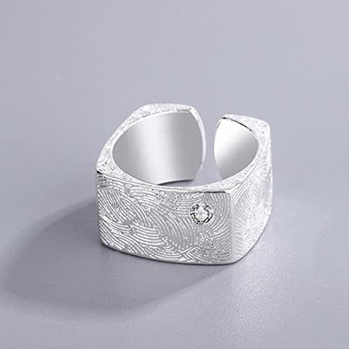 HCMA 925 Silber Unregelmäßige Fingerabdruck Textur Intarsien Zirkon Ringe Für Frauen Einfache Persönlichkeit Weit Offene Ringe