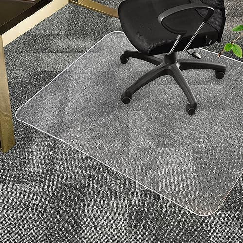 MARLOW Office Chair Mat for Carpet, Anti-Slip Desk Chair Mat, 120 x 90cm PVC Carpet Protector with Grippers, Large Floor Mat for Office Chairs, Gaming Chairs, Computer Chairs (Clear)