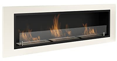 AARON HOME Milano Ethanol Kamin, Wandmontiert, Edelstahl, 128x42cm (Weiß)