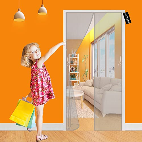 Magnet Fliegengitter Tür Insektenschutz-Magnetisches Moskitonetz 80 x 210 cm Automatisches Schließen, Kinderleichte Klebemontage Ohne Bohren für Balkontür Terrassentür - Grau