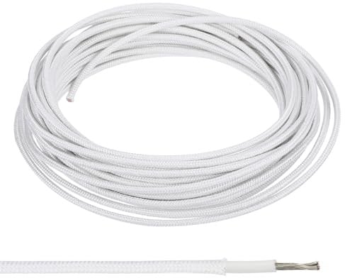 PATIKIL 16.4Ft 15AWG Electronic Wire, -30 to 200 Degrees Celsius Insulated High Temperature Resistant Electrical Flexible Silicone Cable for Lamp Boiler Heater, White