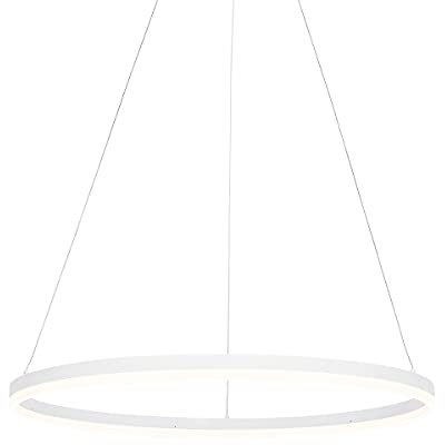 Qazqa - Modern Design-Hängelampe I Pendellampe I Pendelleuchte weiß 80 cm inkl. LED 3-stufig dimmbar - Anello Dimmer I Dimmbar I Wohnzimmer I Schlafzimmer - Aluminium Rund - I LE