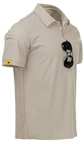 JACKETOWN Poloshirts Herren Kurzarm Atmungsaktives Schnelltrocknend Poloshirts Männer Sommer Knopfleiste T-Shirts Männer Casual Sport Shirt Basic Regular Fit Golf Polohemd(Helles Khaki-XL)