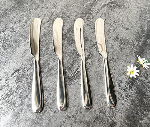 4 Pieces Set Butter knife, Pate Knife Cheese Spreader, Thick and Smooth Handle, Strong Heavy, Food Safety Material Stainless Steel 18/10 SUS 304# for Home Restaurant Party breakfast (Mirror)
