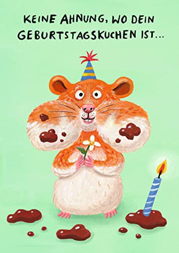 Inkognito Postkarte | Anlass: ''zum Geburtstag'', Motiv: Hamster ''Geburtstagskuchen'' | Künstler: Nastja Holtfreter | Art-Nr.: 38621 | vom Berliner Verlag