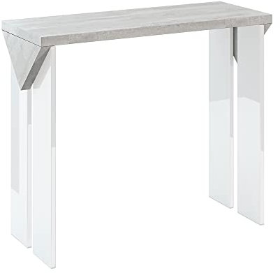 PROROOM FURNITURE Konsolentisch TROP 90x30 cm Höhe 75 cm - Moderner Beistelltisch für Eingang, Flur - Schmaler Eingangstisch, Flurtisch - Ausstellungstisch für Wohnzimmer - Betonoptik / Weiß Glanz