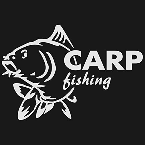 MACMRD Autoaufkleber 20 cm x 14 cm Karpfen Angeln Wasserdicht Vinyl Silber/Schwarz