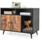 GOPLUS Maison de Toilette pour Chat, Armoire pour Chat avec Armoire à Double Porte, Compartiments et Griffoir pour Chat, Meuble pour Chats Intérieur, 90 x 50 x 70 CM