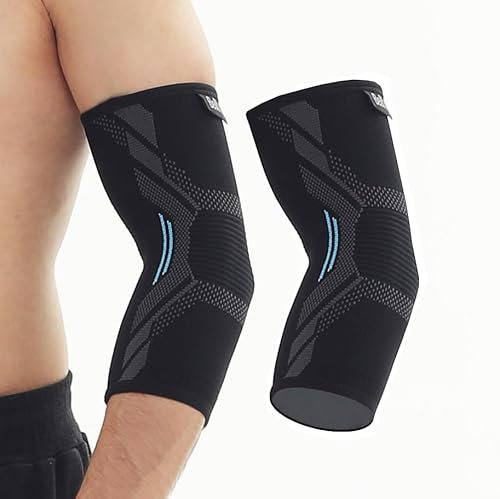 belltop 2 x Coderas de compresión. Coderas epicondilitis. Manga elástica de tejido 3D, antideslizante y transpirable. Coderas gym, codo de tenista y golfista y artritis. Codera tendinitis (XL)