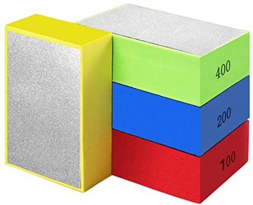 Tiutgen 4 Pcs Diamond Hand Polishing Pads - Diamond Sanding Block with 400# Grit for Concrete, Stone, Marble, Ceramic Tile & Glass