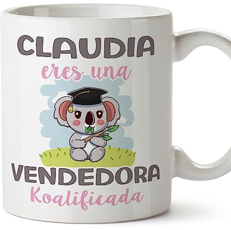 MUGFFINS Tazas Personalizadas para VENDEDORA - En Español - Koalificados Personalizados - 11 oz / 330 ml - Regalo Personalizable original y divertido