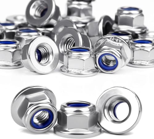 Mbsomnus Dadi esagonali M8, 25 dadi a flangia M8 DIN 6926, autobloccanti in acciaio inox A2 V2A, filettatura regolare esagonale, flangia, dadi di bloccaggio M8/M6/M5/M4