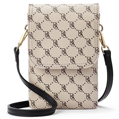BOSTANTEN Klein Handytasche zum Umhängen, PU Leder Handy Umhängetasche Damen, Handytasche mit Geldbörse zum Umhängen, handtasche damen umhängetasche für Designer Beige
