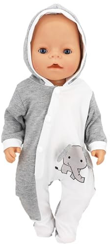 COSDOLL Puppenkleidung für Babypuppen 35-45 cm, Puppen Strampler Kleidung für Puppen Jungen (Grauer Elefant)