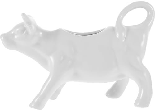 TOVINANNA Ceramic Milk Jug Porcelain Cow Creamer Milk Jar Milk Creamer Jug Sugar Dishes Cow Gravy Boat Cow Shape Creamer Cup Sauce Dipping Bowls Gravy Pourer Sauce Boat Coffee Ceramics White