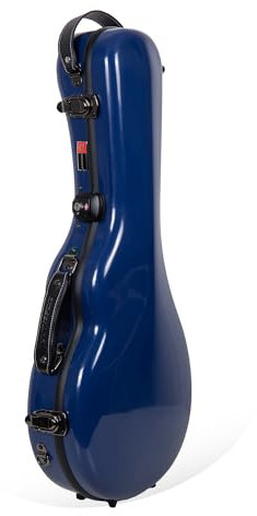 Crossrock Mallette de Mandoline en Fibre de Verre Style F avec Compartiment pour Accessoires, Sangle de Sac à Dos, Serrure TSA, Bleu Marine, Style F, Moderne, Bleu Marine, F-Style, Moderne