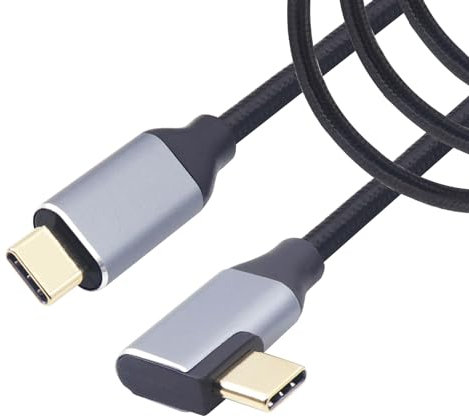 RIIEYOCA 90 Grad 100W USB C Stecker auf USB C Stecker 3.1Gen2, 100W Schnellladung und 10Gbps Datenübertragung und 4K HD Projektion, Nylon geflochtenes Kabel (1.5M)
