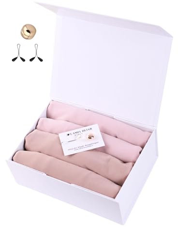 Lamis Hijab BOX006 Hijab Box aus hochwertigem Jersey mit personalisierbarer muslimischer Frau, mit 3 Hijab-Clips, Schwarz , 180X70