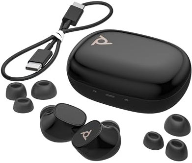 Voyager Free 20 True Wireless Ear Buds + Basic Charge Case (Black) - Adaptive ANC - Noise Cancelling Mics - AI Noise Reduction - Multipoint Connectivity - 8-Hr Battery Life - All-Day Comfort