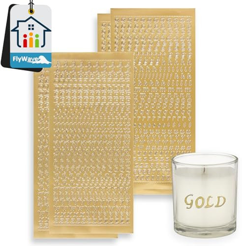 FlyWave Wachsbuchstaben für Kerzen, Klebebuchstaben Gold, Wachszahlen für Kerzen Gold, Buchstaben Aufkleber Gold, Wachs Buchstaben Kerze, Buchstaben für Kerzen