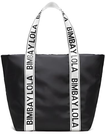 Bolso de Hombro Grande Mujer - Bolso shopper mujer- Bolsa de nylon - Bolsos de Mano Asa Larga Señora - Totalizador Casual Viaje Trabajo Escuela Diario Vida - Negro