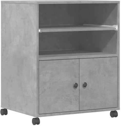 vidaXL Supporto per Stampante con Ruote Grigio Cemento 60x48x74 cm