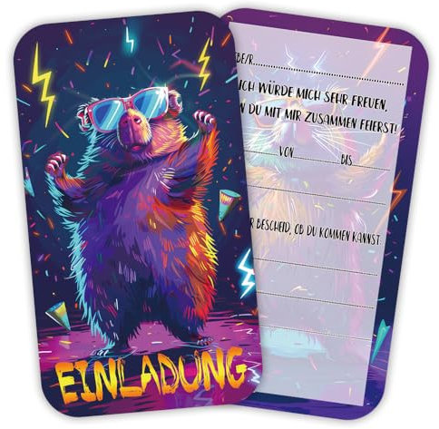 ZELAITE 12 Einladungskarten Kindergeburtstag Jungs Mädchen, Meerschweinchen Einladungskarten, Meerschweinchen Einladung Kindergeburtstag für Mädchen Jungen, inkl. 12 Briefumschläge (A)