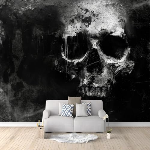 Fototapete Totenkopf Im Dark-Fantasy-Stil Vlies Tapeten Wandtapete, Terrorismus Moderne Wanddeko Design Wand Dekoration Wohnzimmer Schlafzimmer Büro Flur 400 x 280 cm (W x H) Wandtapete
