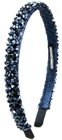 Alpenflüstern Trachten-Haarreif Glitzerperlen schmal - Damen Haarschmuck, Haarband rutschfest fürs Dirndl (blau) ADV150