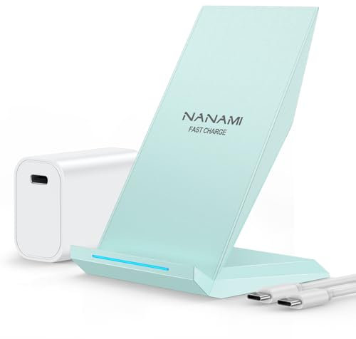 Fast Wireless Charger,NANAMI Qi kabelloses Ladegerät (mit USB C ladegerät 20W PD Adapter) für Apple iPhone 16 15 14 13 12 Pro Max Xr Xs,10W Induktive Ladestation für Samsung Galaxy S25 S24 S23 S22 S21