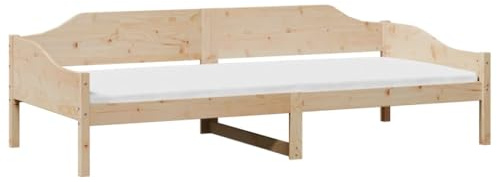 vidaXL Massivholzbett, Bettgestell Bettrahmen mit Lattenrost, Holzbett Bett für Schlafzimmer,Einzelbett, Modernes Design, 80x200cm Kiefer