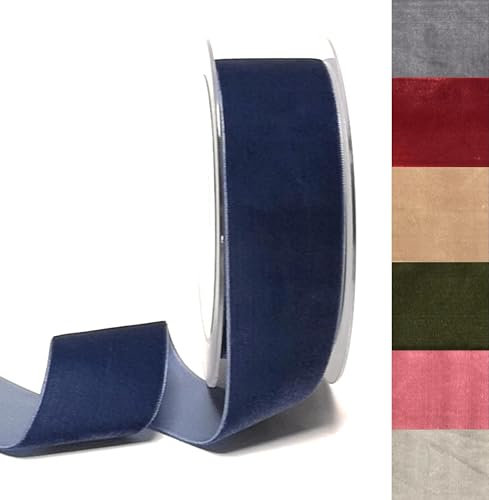 s.dekoda Dekoband Samt 8m x 40mm Taubenblau Blau Samtband Samtborte Schleifenband [DS 3648-115]