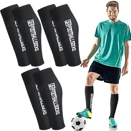 taonganui 3 Paare Stutzen Fussball Herren Fußball Sleeves Tubes Fußball Stutzen Kinder Sockenstutzen Fußballstutzen für Fussball Basketball Laufen Radfahren Marathon, Schwarz