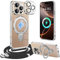 Magnetisch HandyHülle für iPhone 16 Pro Max Hülle mit Band,[Kompatibel mit Magsafe] Transparente Silikon Stoßfest Handykette Schutzhülle Ring Ständer Kameraschutz Case mit Kette für iPhone 16 Pro Max