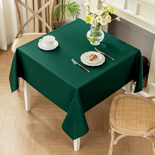 Moonooda Tischdecke Grün Waschbar, 120X120cm Tischdecken Tischtuch aus Polyester, Leicht wasserabweisend mit Lotuseffekt, Dauerhaft Kratzfest für Haus, Hochzeiten, Party