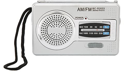 AM FM Transistor Radio Player, Tragbares Taschenradio mit Premium Lautsprecher und Kopfhöreranschluss, Batteriebetrieben für Zuhause, Reisen, Unterhaltung, Arbeit, Studium (Grau)