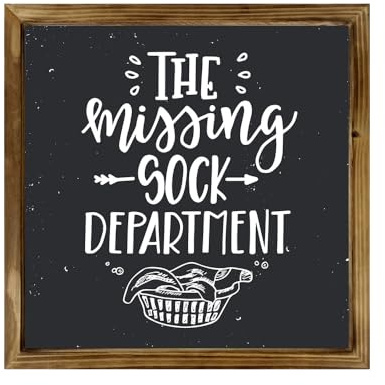 Schild mit Aufschrift The Missing Sock, 30,5 x 30,5 cm, rustikales Bauernhaus-Dekor, Heimschild, Wanddekoration, Wohnzimmer, moderne Bauernhaus-Wanddekoration, Wäscheschild und