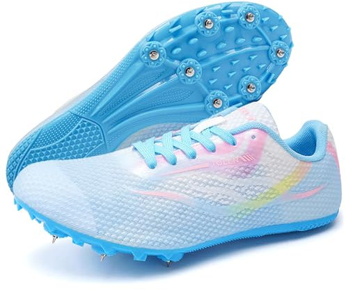 PENXZT Zapatillas de Atletismo con Clavos para Hombre, 7 Clavos, para Correr, Saltar, Entrenamiento, para niños y niñas,B,44 EU