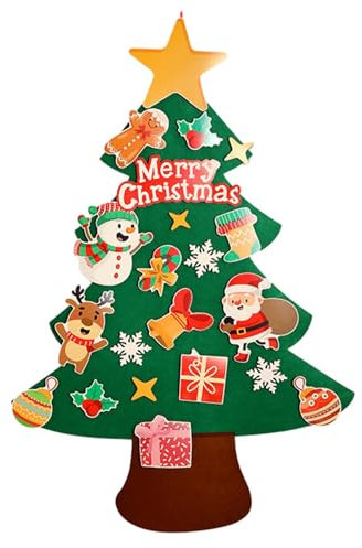Grande albero di Natale in feltro da parete, decorazione natalizia in feltro con ornamenti staccabili, decalcomania da parete per albero di Natale, decorazioni natalizie per interni per ragazzi e