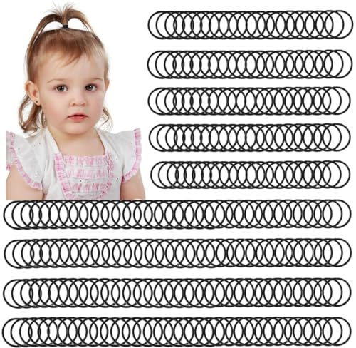 300 Stück Haargummis, keine Beschädigung, kleines Haar, elastisch, schwarz, Pferdeschwanz-Halter, Kleinkinder, nahtlose Haarbänder für Kinder und Mädchen