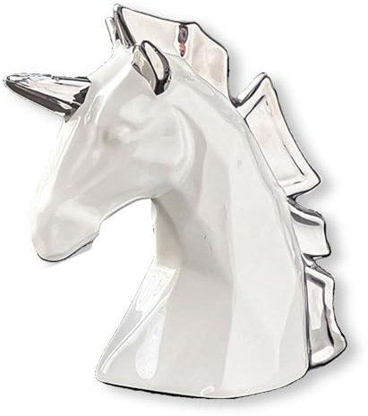 Hosoncovy Keramik Einhorn Skulptur Ornament Einhorn Statue Figur Dekor Home Dekoration Raum Dekor für Wohnzimmer, Büro Desktop, Regal (Weiß)