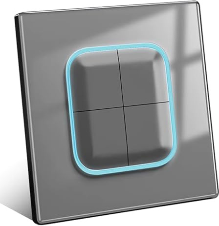 1/2/3/4 gang 2 way Black/White/Grey Tempered Glass Panel Acrylic Push Button Wall Socket Light Switch LED Indicator Lights 86mm*90mm (4 gang 2 way grey)