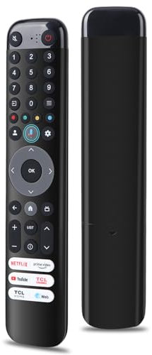 Gvirtue Télécommande vocale RC833 RC813 pour TCL TV, remplacement de la télécommande TCL d'origine, compatible avec TCL Android/Google UHD OLED QNED Smart TV