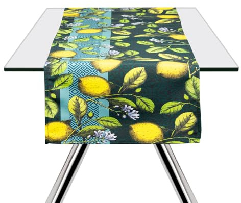Excelsa Boboli Tischläufer, 60 % Baumwolle, 40 % Polyester, 45 x 140 cm, Mehrfarbig, Zitronendekor