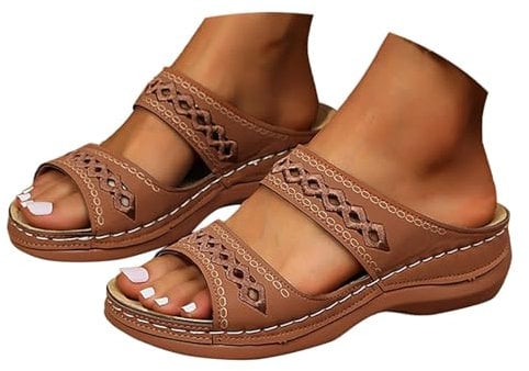 Orthopädische Sandalen Damen Sommer Waschbare Slingback Sandalen Breite Füße Plateau Slide Fußbett Weiche Fussbett Sommerschuhe Casual Elegant Offene Zehen Hausschuhe Locker Atmungsaktive Schlappen