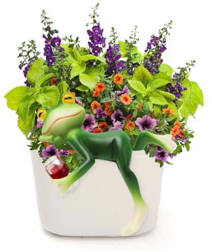 Wapasezyar Frosch Blumentopf Hänger, Hängende Frösche, Frosche Deko Garten Figuren, Grün Frosch Blumentopfhänger Figuren, Balkon Deko Topfdekorationen, Tiere Harz Statue für Garten,Balkon und Haus