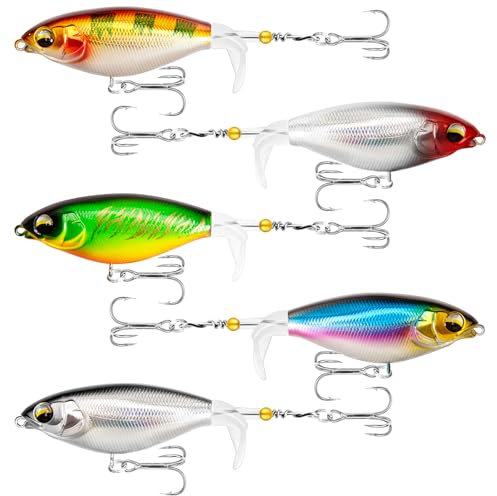 Wobbler Hecht, Hecht Köder -9.2cm 12g, 5 Stück Top Water Angelköder, Schwimmende Köder für Bass Wels Hecht, Bigbait Hechtköder, Raubfisch Köder